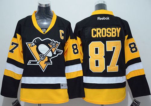 Penguins #87 Sidney Crosby Black Stitched Youth NHL Jersey - Click Image to Close